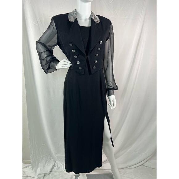 Vintage Scarlett Black 2-Piece Dress and Jacket Set - Picture 1 of 16